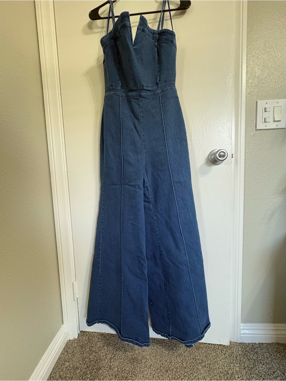 Vici Blue Denim Strapless Jumpsuit